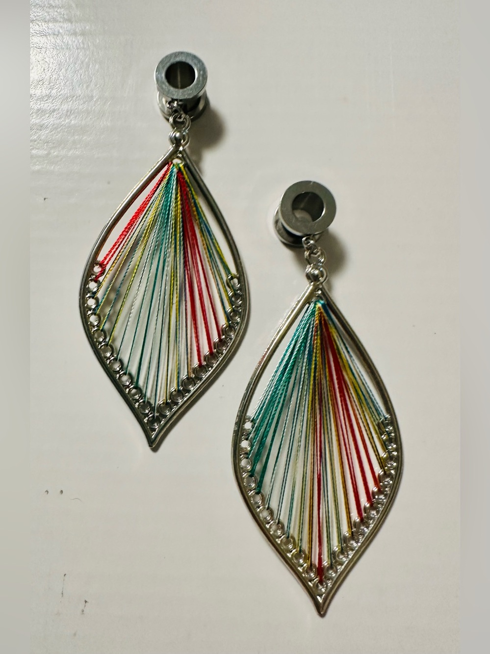 NIB Multicolor Teardrop Dangle Screwlets Plugs Gauges 0g / 8mm Body Jewelry